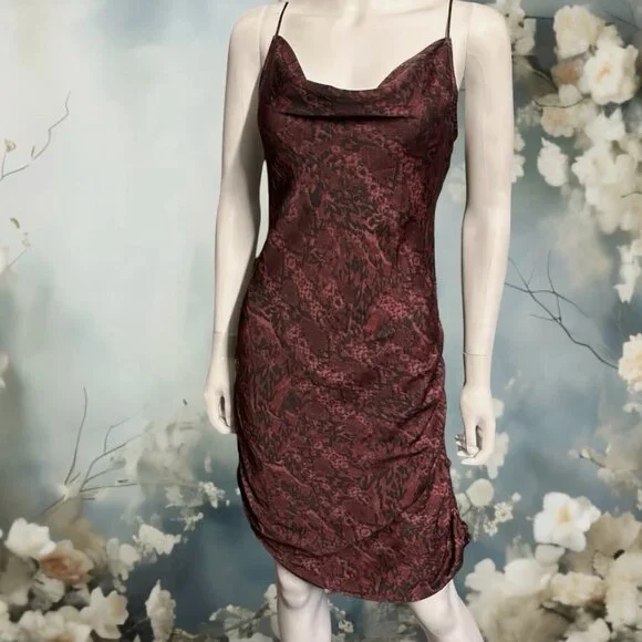 Free People / Day to Night Convertible Ruched Slip Snake Dress S - Picture 2 of 6